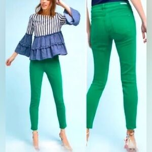 Anthropology Pilcro and the Letterpress green denim skinny jeans 26”